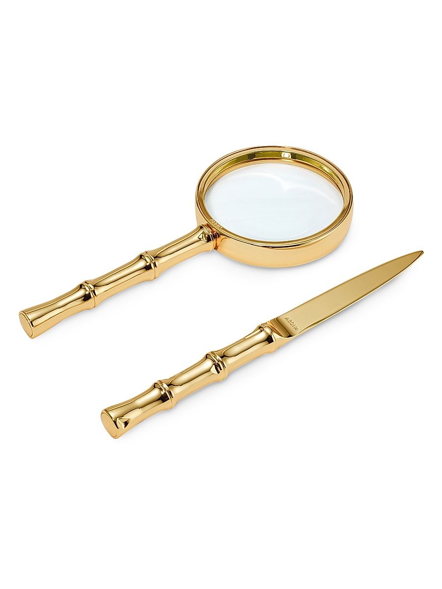 Ava Bamboo Magnifying Glass & Letter Opener - Gold