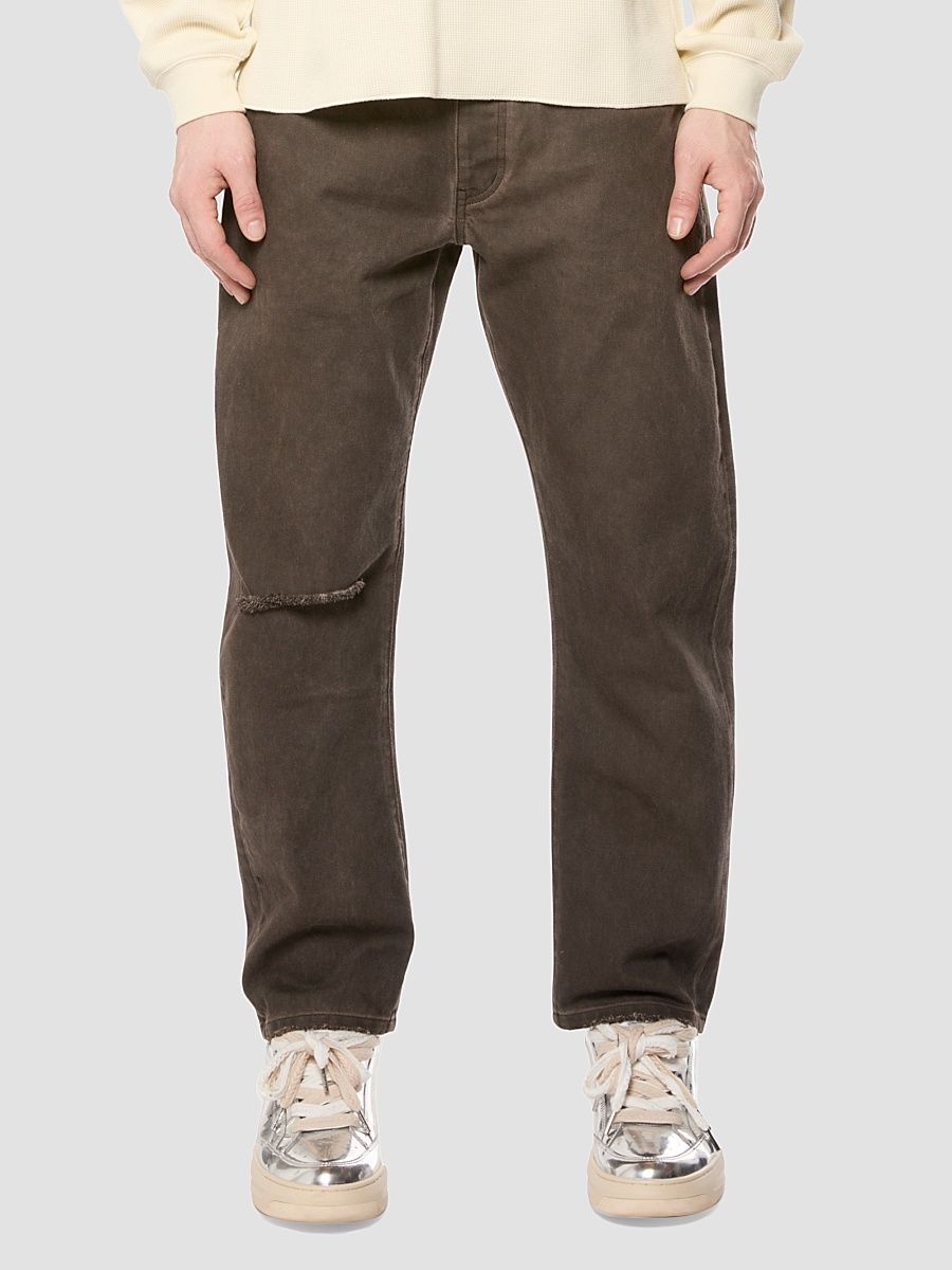Men's Overdye Destroyed Straight Jeans - Brown - Size 40