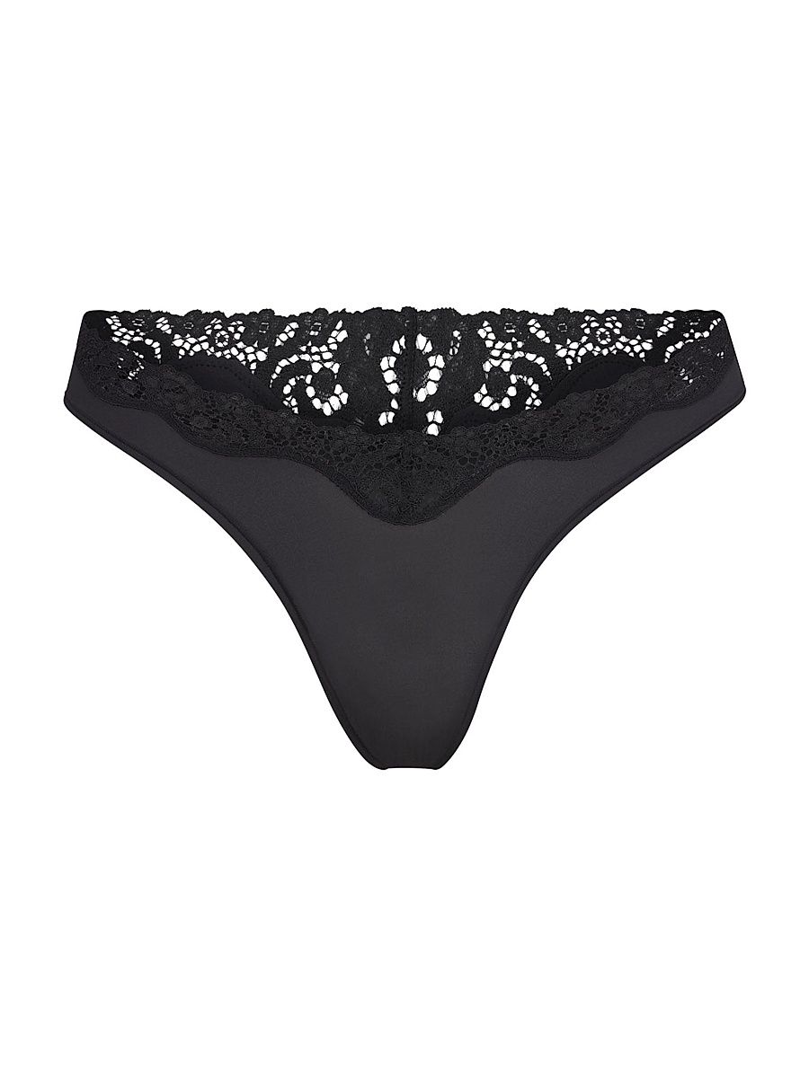 Women's Fits Everybody Lace Dipped Thong - Onyx - Size Large