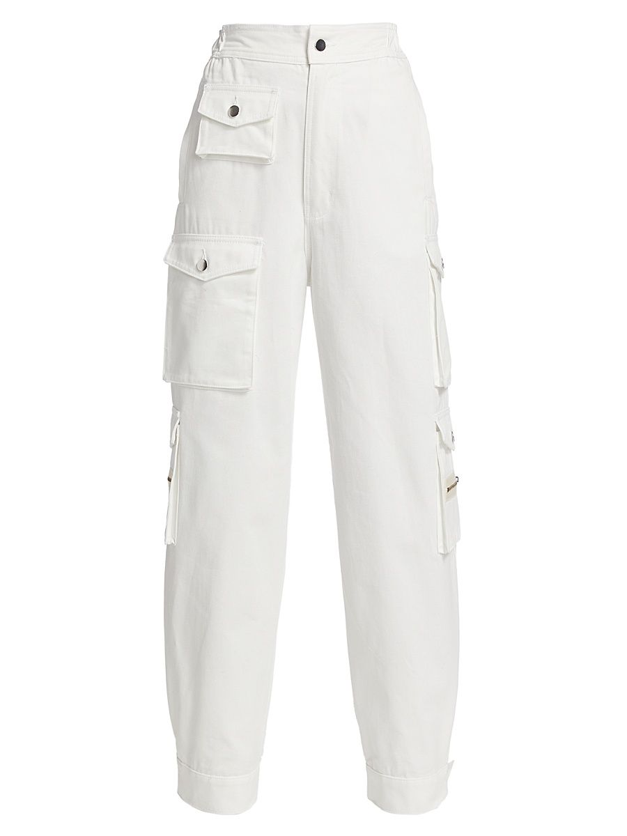 Women's Relaxed-Leg Cargo Pants - White - Size Small