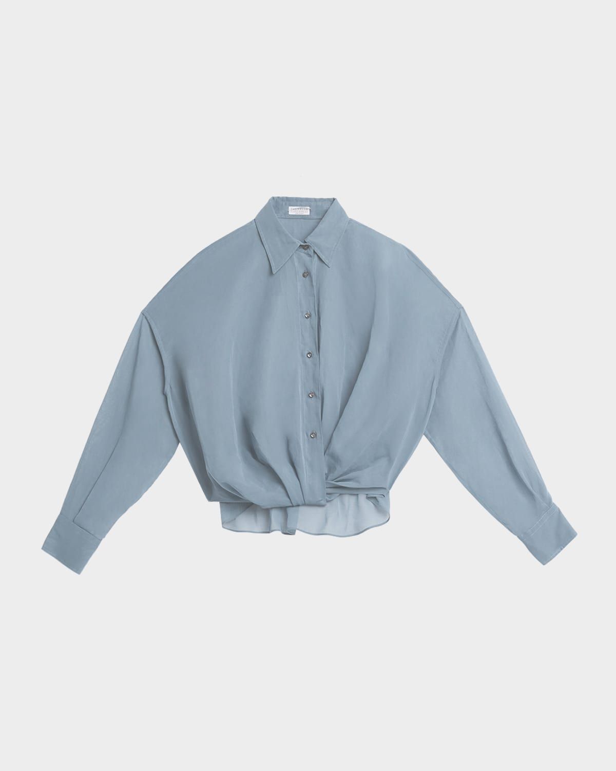Twisted Sheer Cotton Button-Down Shirt