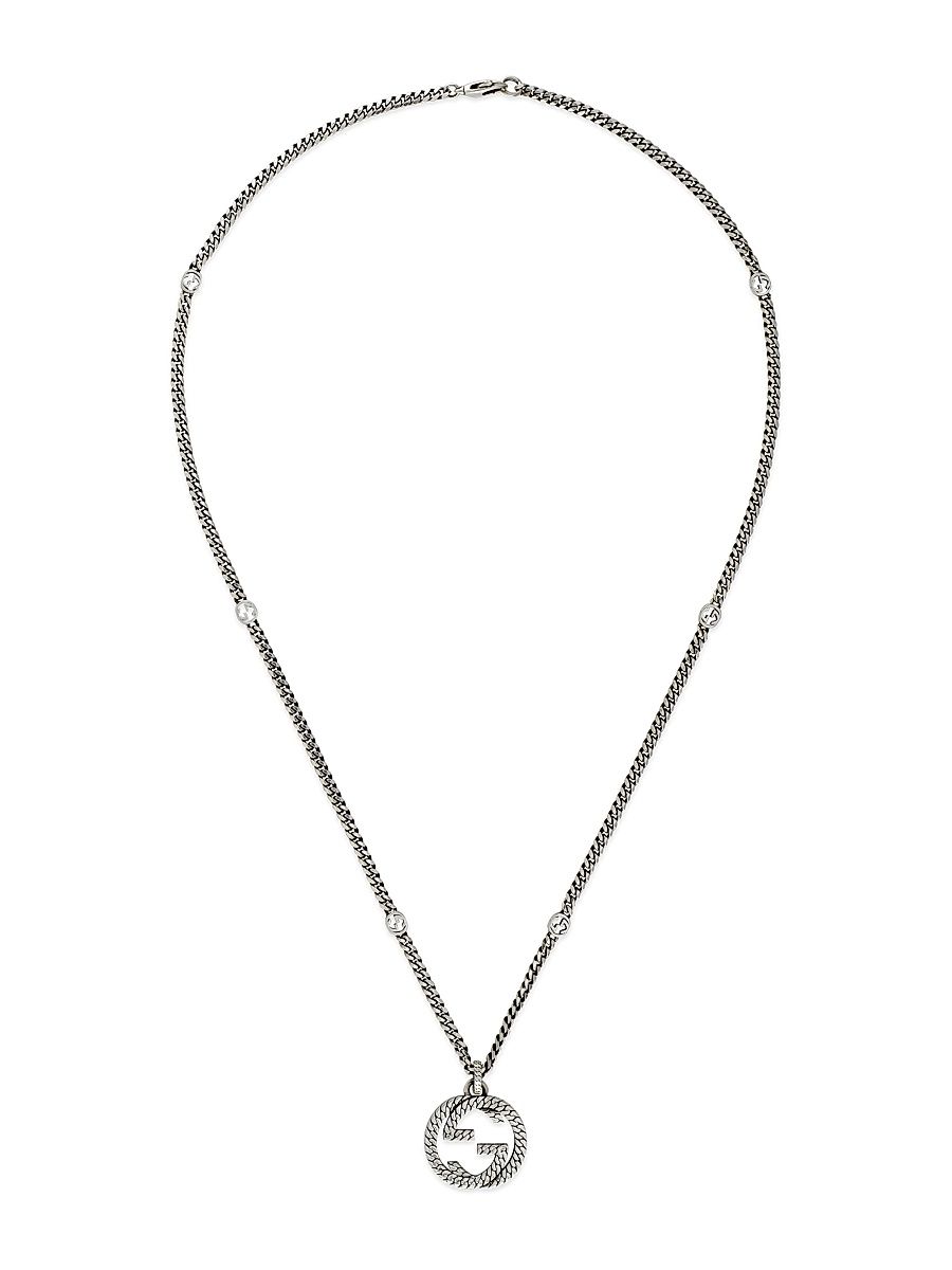 Men's Sterling Silver Interlocking G Necklace - Silver