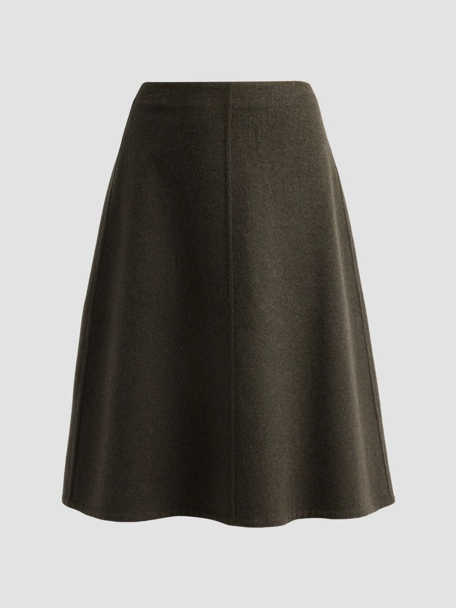 Vince Women's Wool Splittable A-Line Midi Skirt - Dark Moss - Size 8