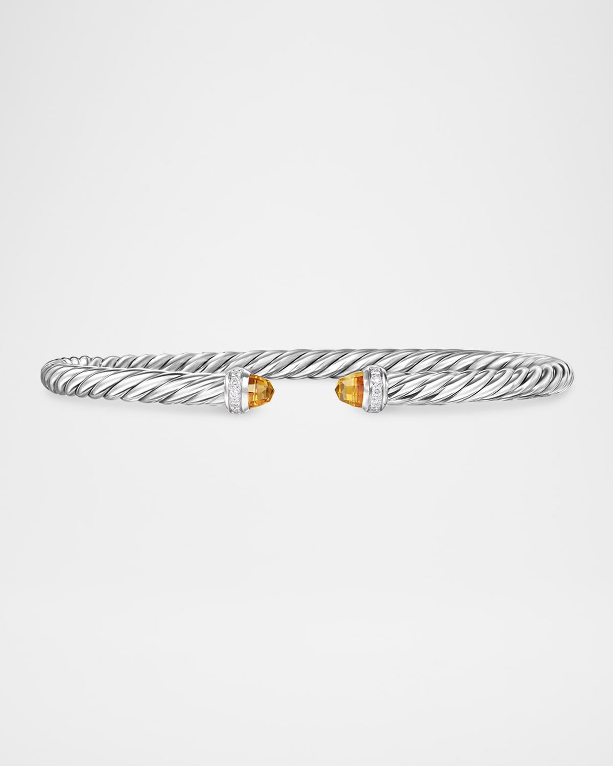 Modern Cable Flex Bracelet with Gemstones and Diamonds in Silver, 4mm