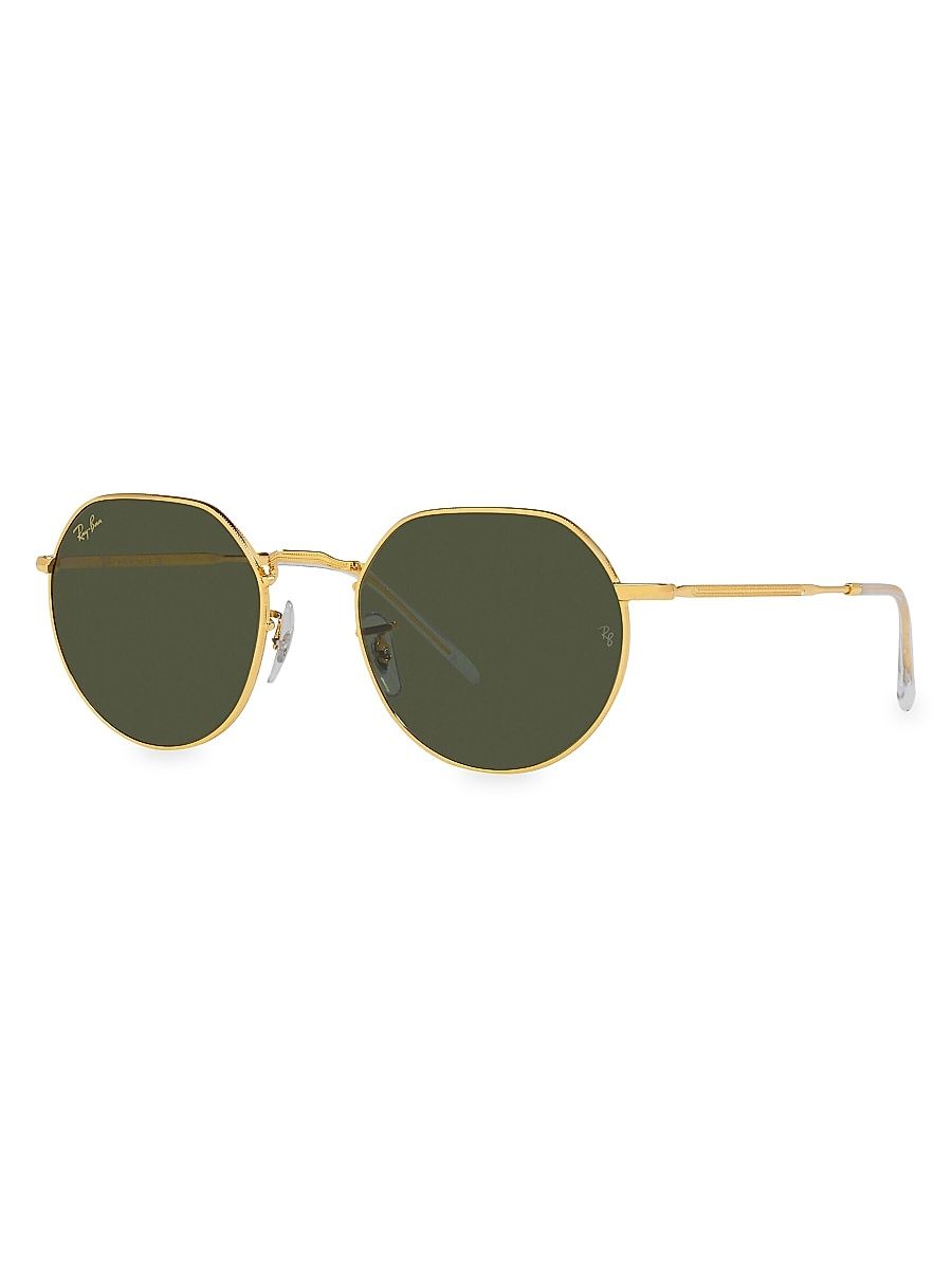 Men's RB3565 Jack 53MM Round Sunglasses - Gold Green