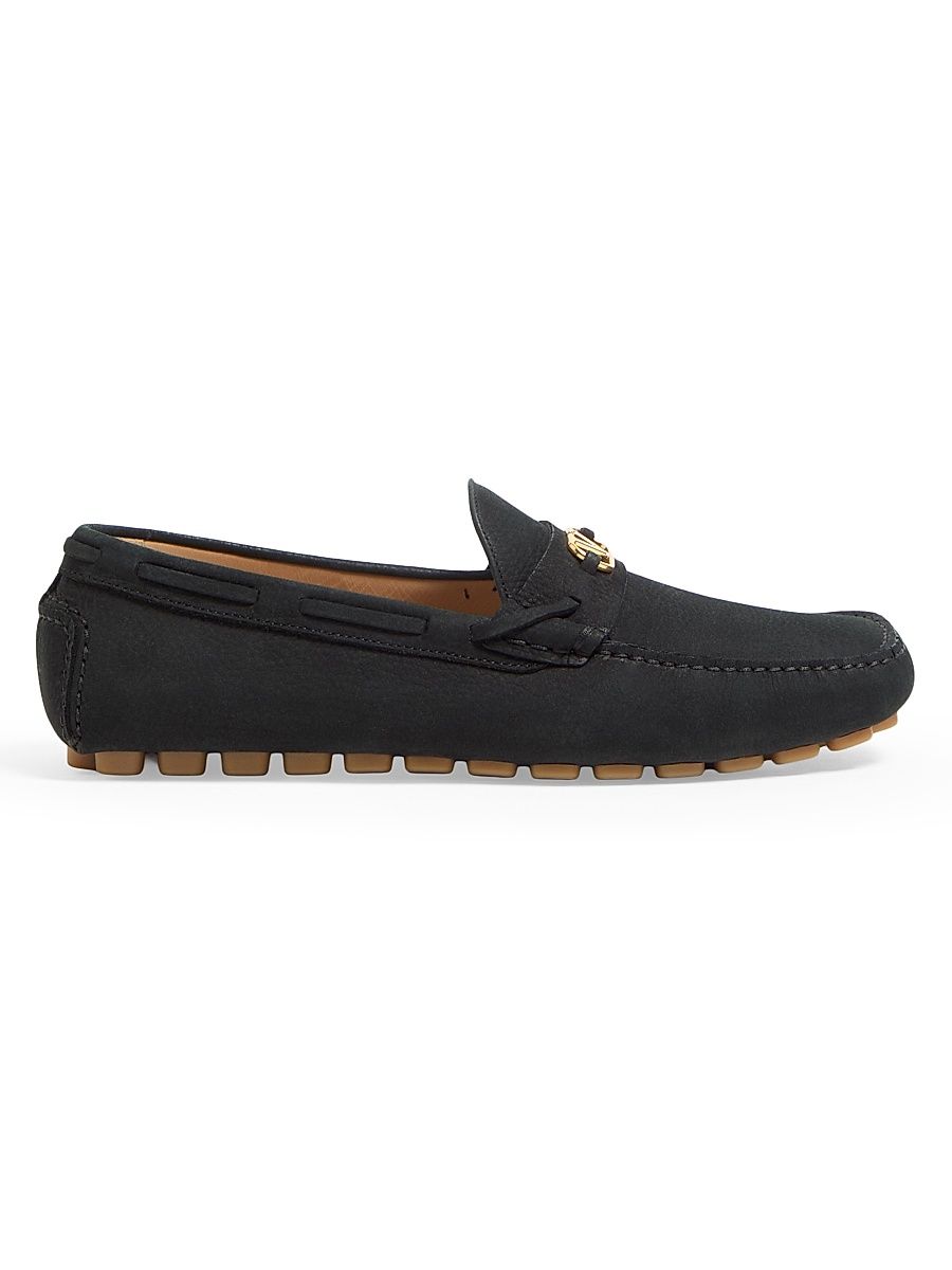Men's Driver Fastaway Loafers in Deerskin Suede - Black - Size 12