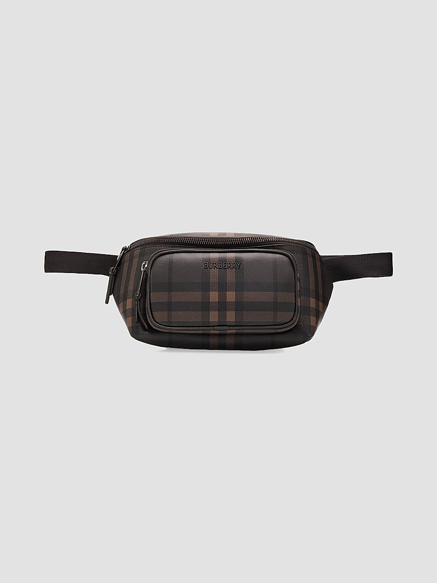 Men's City Check Belt Bag - Dark Brown