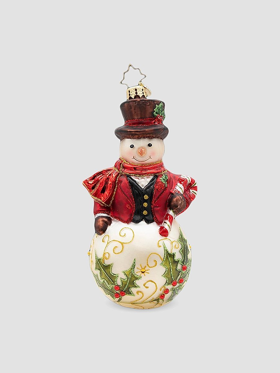 Traditional Snowman The Jingle Gent Glass Ornament