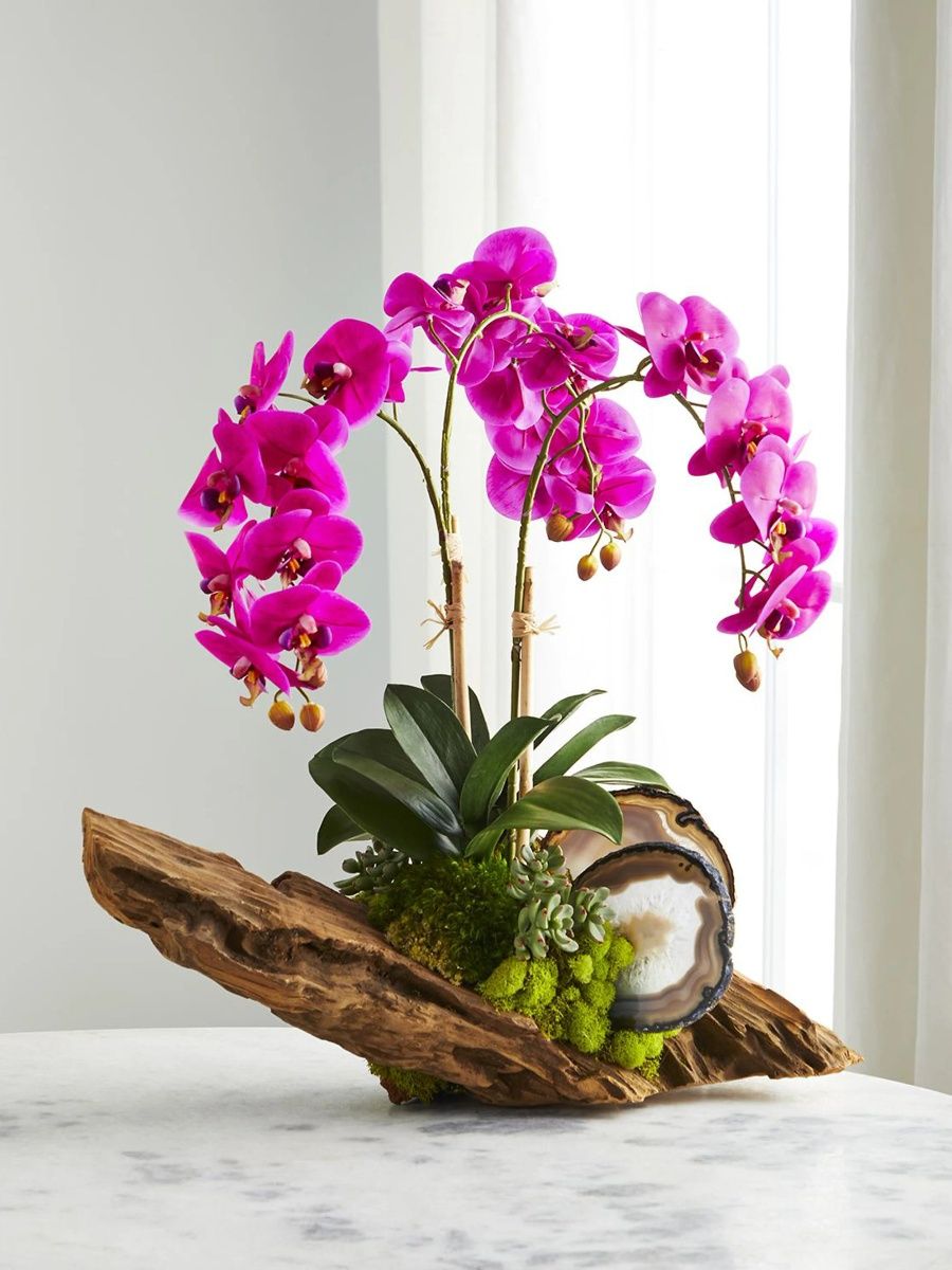 Artificial Fuchsia Orchid Floral Arrangement - Fuschia