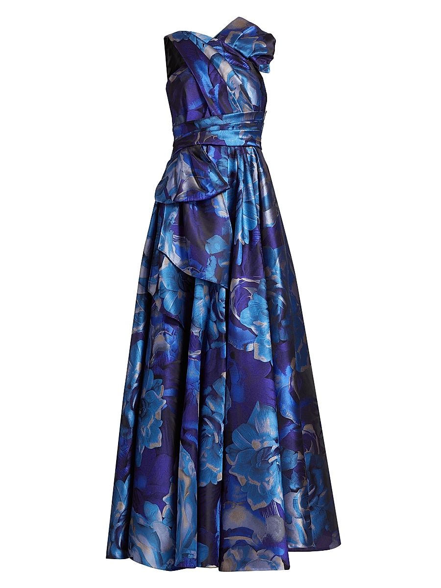Women's Floral Jacquard Sleeveless Gown - Cornflower - Size 14