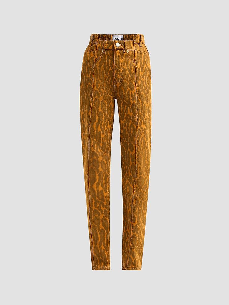 Ganni Women's Print Denim Fold Jeans - Autumn Maple - Size 24