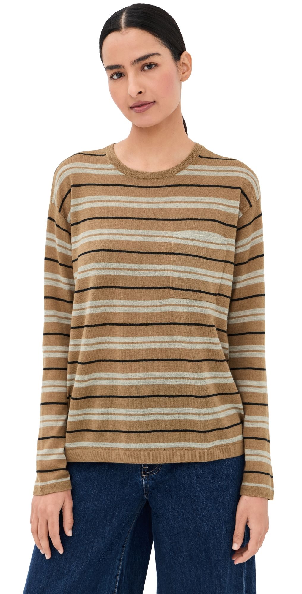 TWP 4th Street Stripe Cashmere Tee Ermine Multi XS