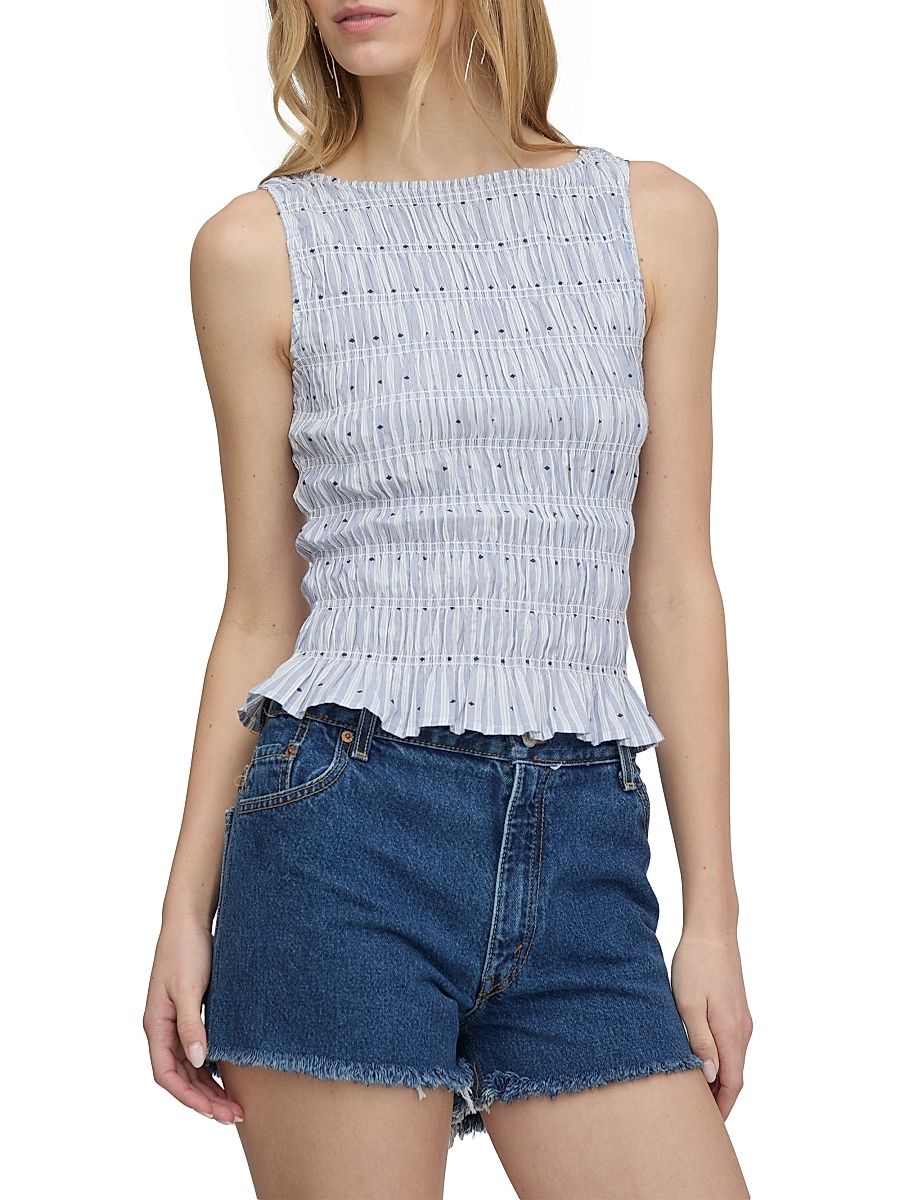 Women's The Phoebe Nap Top - Blue Swiss Dot - Size XXL