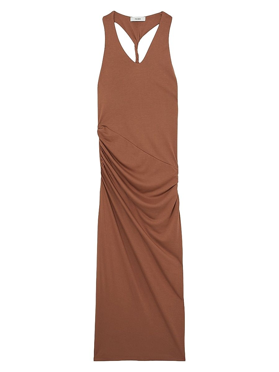 Women's Ruched Jersey Midi-Dress - Brown - Size 10