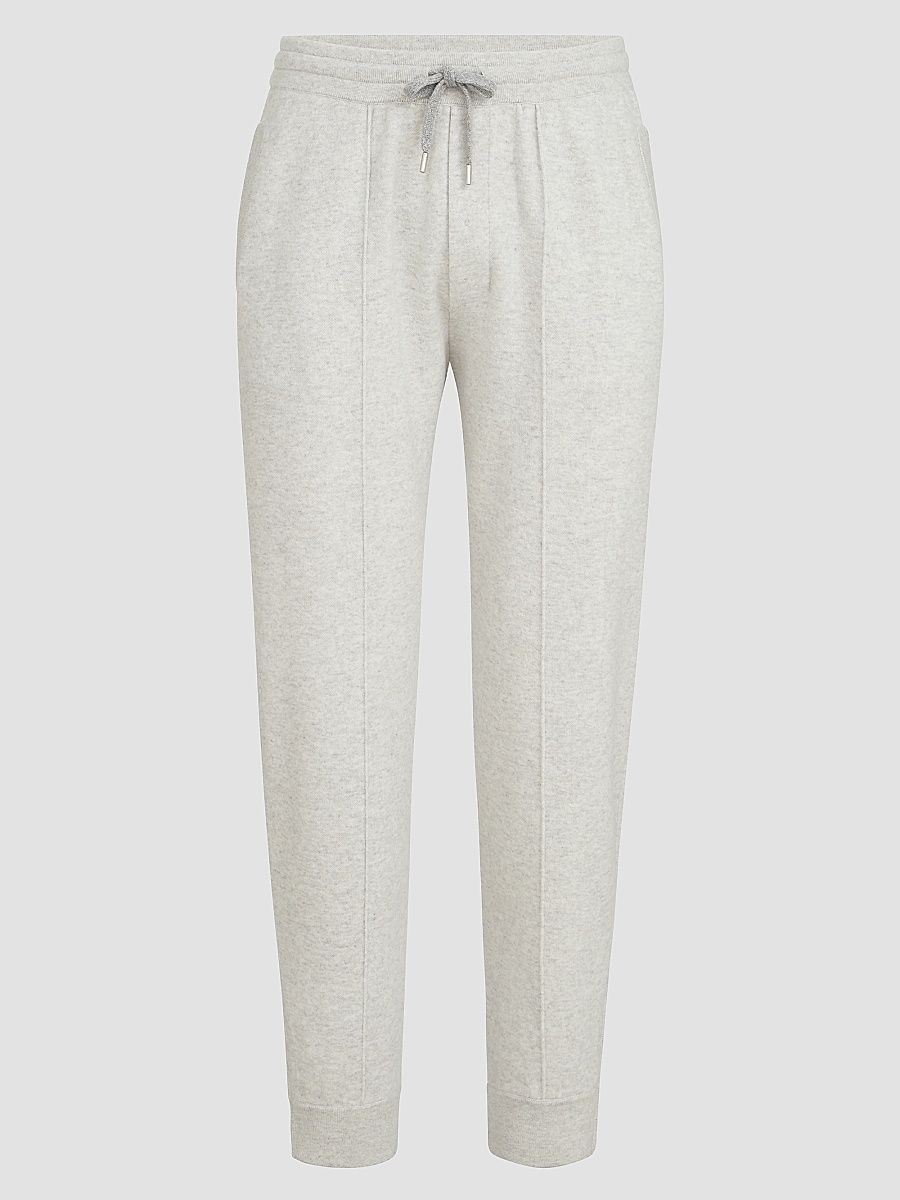 Men's Cashmere Double Knit Trousers with Crête Detail - Light Grey - Size XXXL