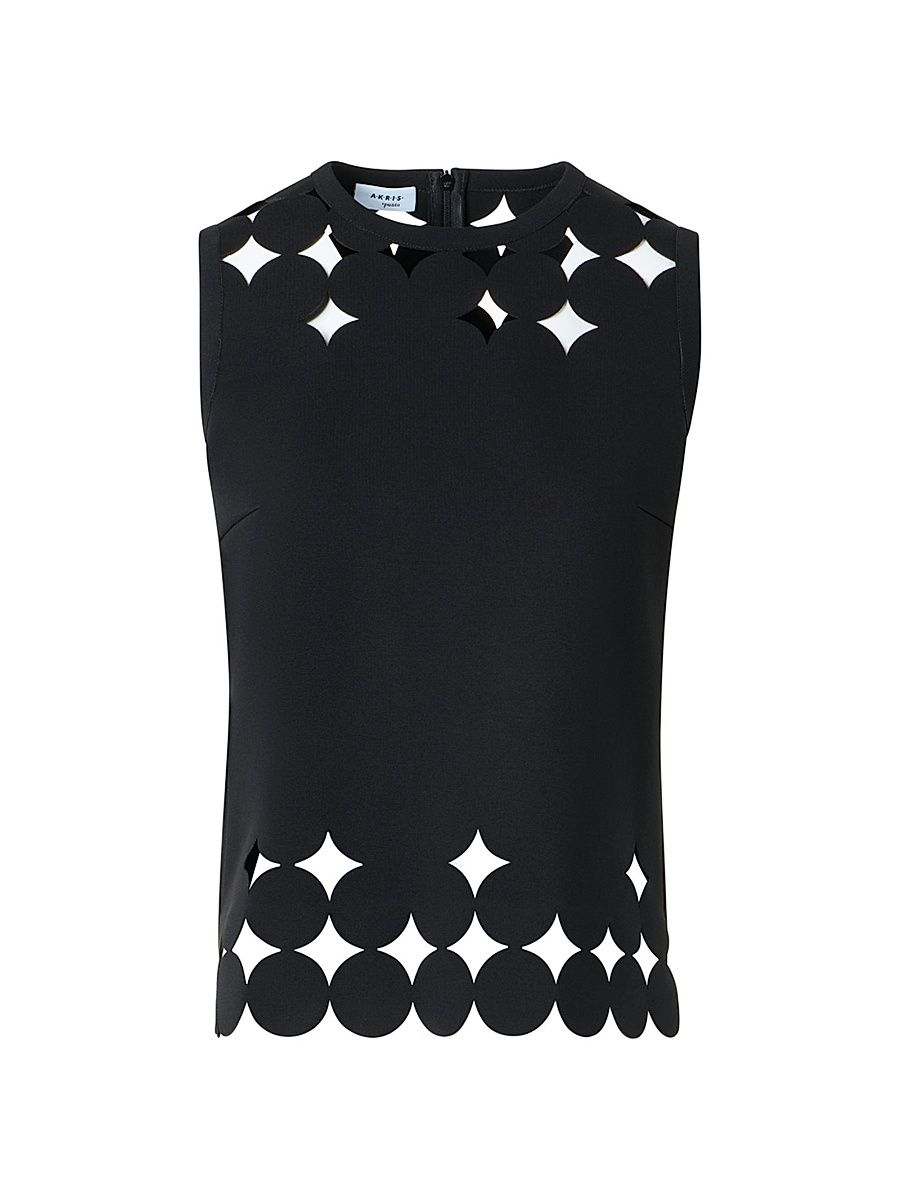 Women's Dropping Dot Cut Out Sleeveless Top - Black - Size 16