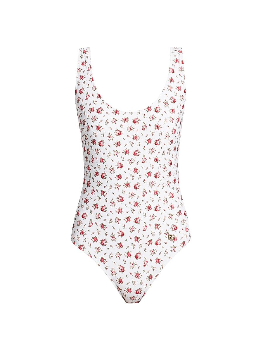 Women's Rose-Print One-Piece Swimsuit - Pink - Size XL
