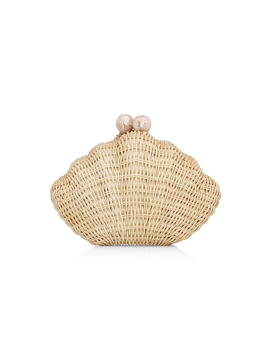 Women's Handwoven Artisan Rattan Minaudière - Natural