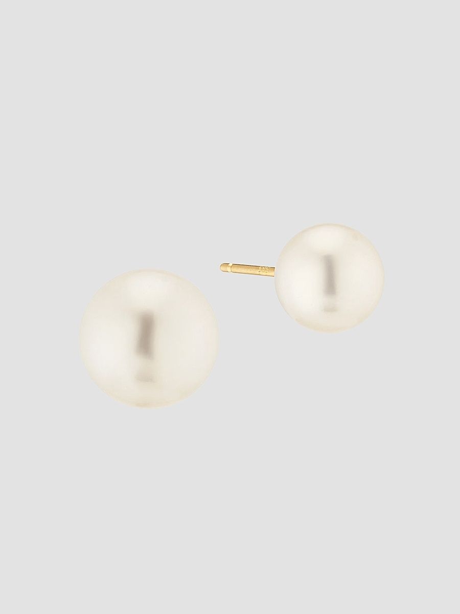 Women's Mid Princess Pearl Studs in 14K Yellow Gold - Gold
