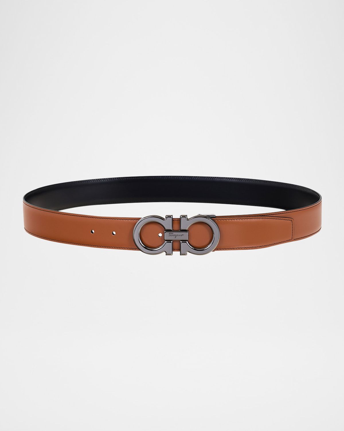 Men & apos;s Double Adjustable Leather Gancini Belt