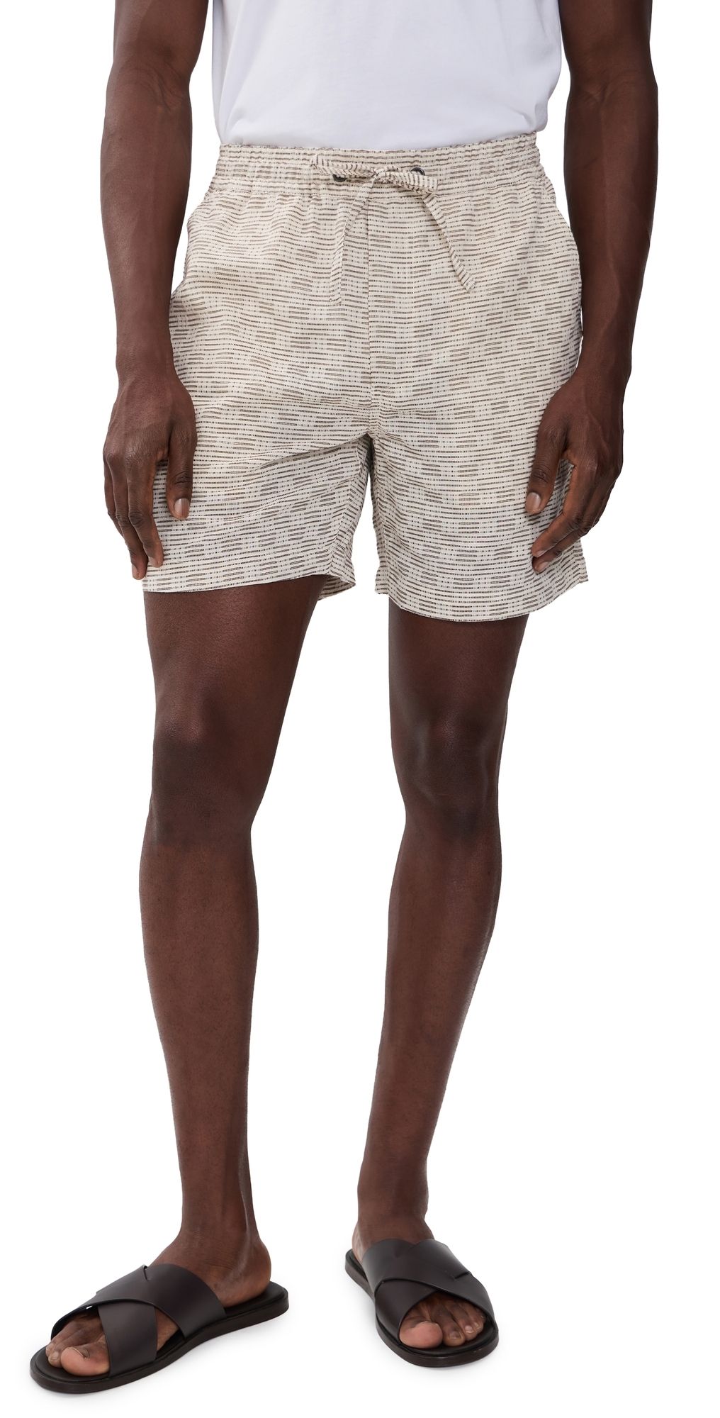 Marine Layer Saturday Dobby Shorts 6 White/Brown Check M
