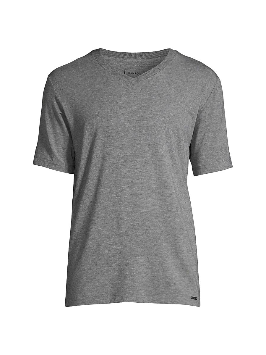 Hanro Men's Casuals Short-Sleeve V-Neck T-Shirt - Stone Melange - Size Medium