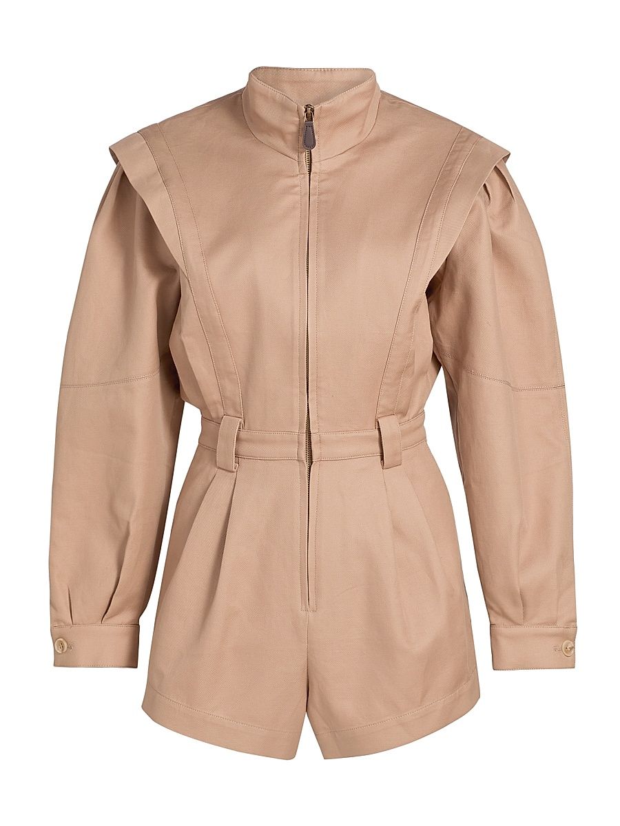 Women's Nabil Cotton Romper - Khaki - Size Medium