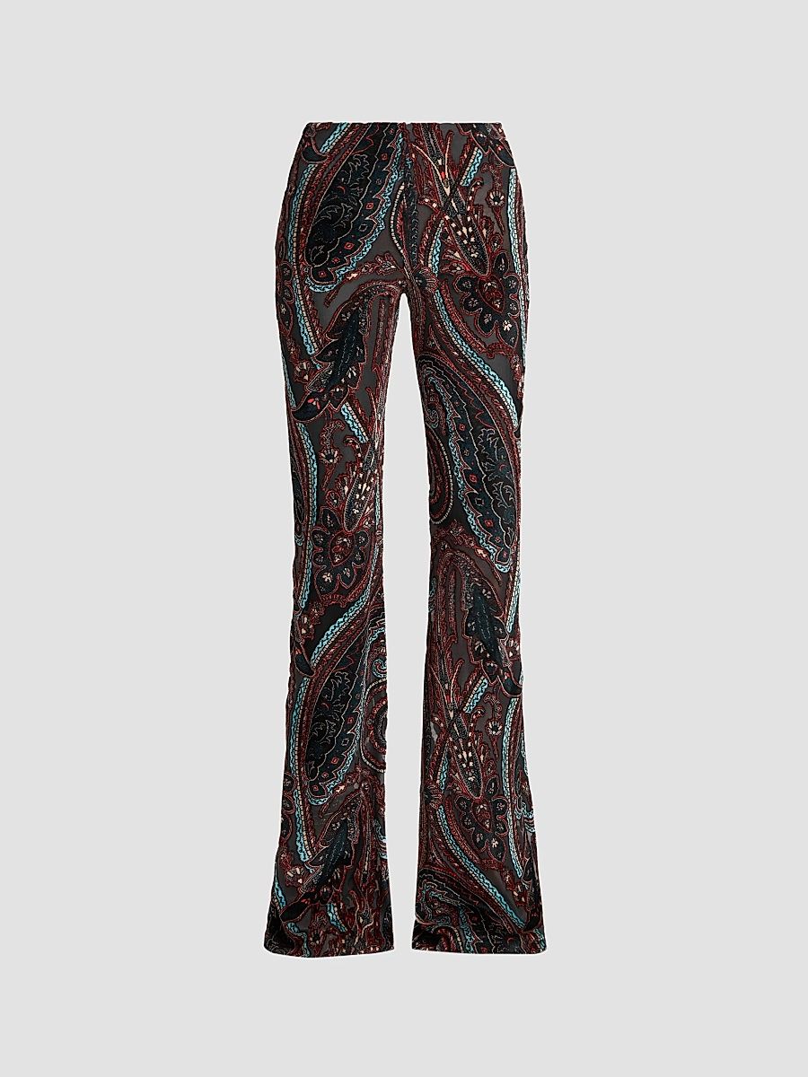 Women's Velvet Paisley Sheer Kick Flare Leggings - Size 0