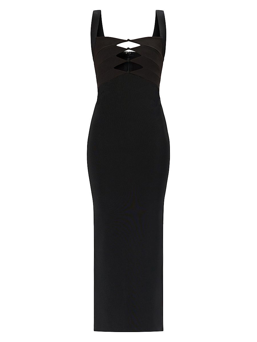 Women's The Alessia Stretch-Crepe Cut-Out Gown - Black - Size XS