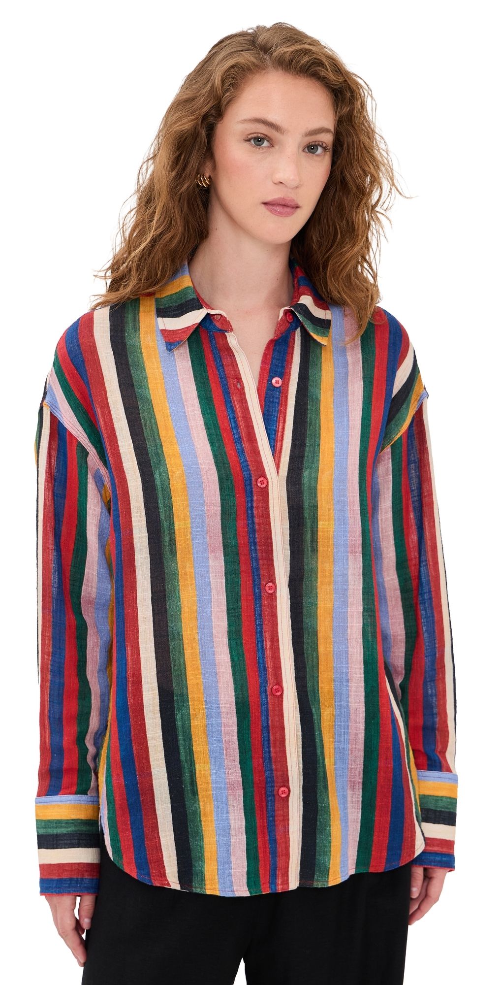 STAUD Colton Shirt Artist Stripe M