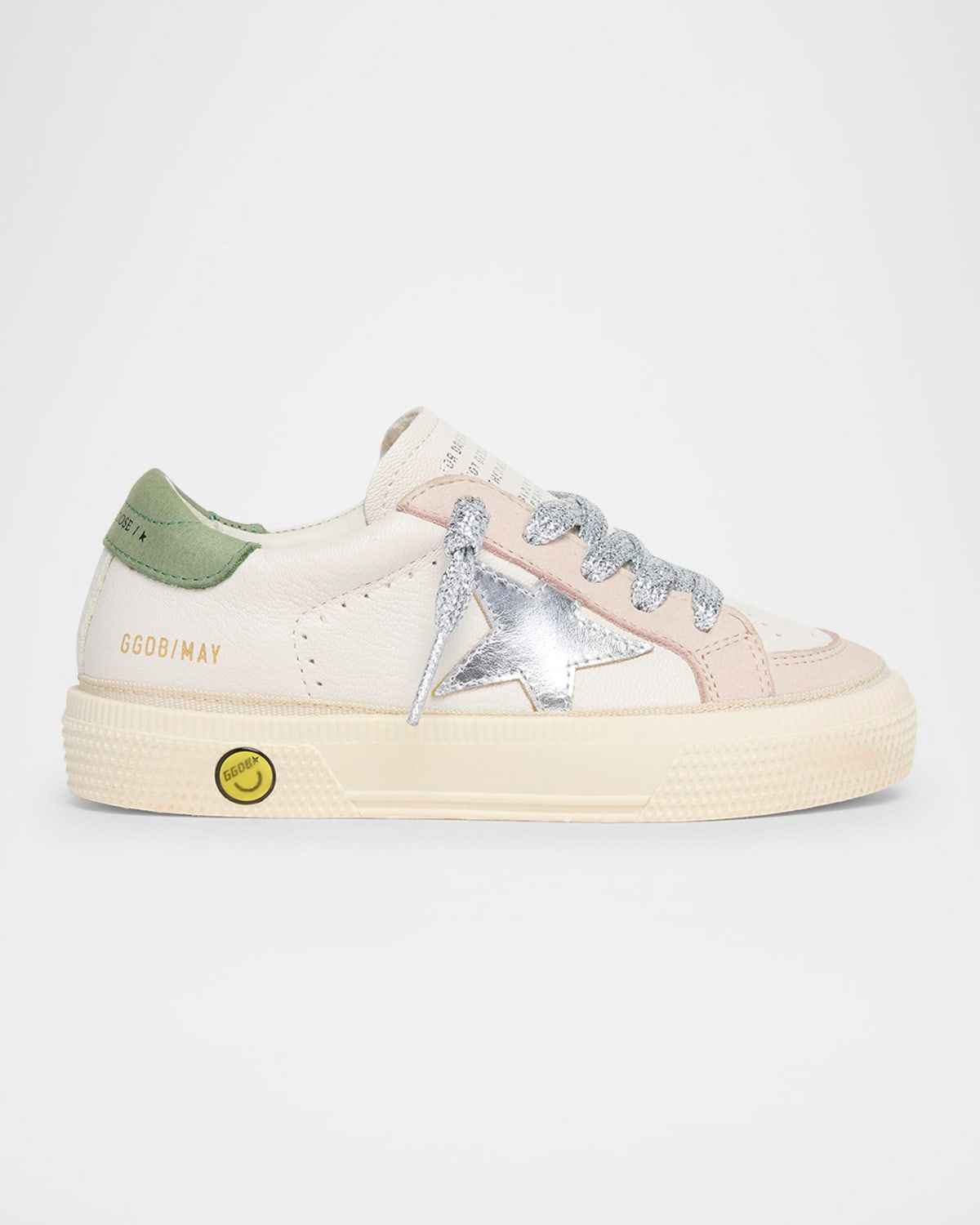 Girl & apos;s May Nappa Leather Star and Heel Lace-Up Sneakers, Toddler/Kids