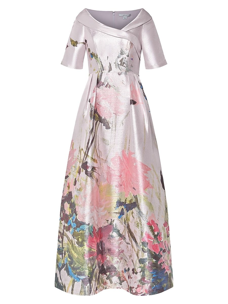 Women's Coco Floral Satin Cocktail Dress - Lilac Mist Multi - Size 12