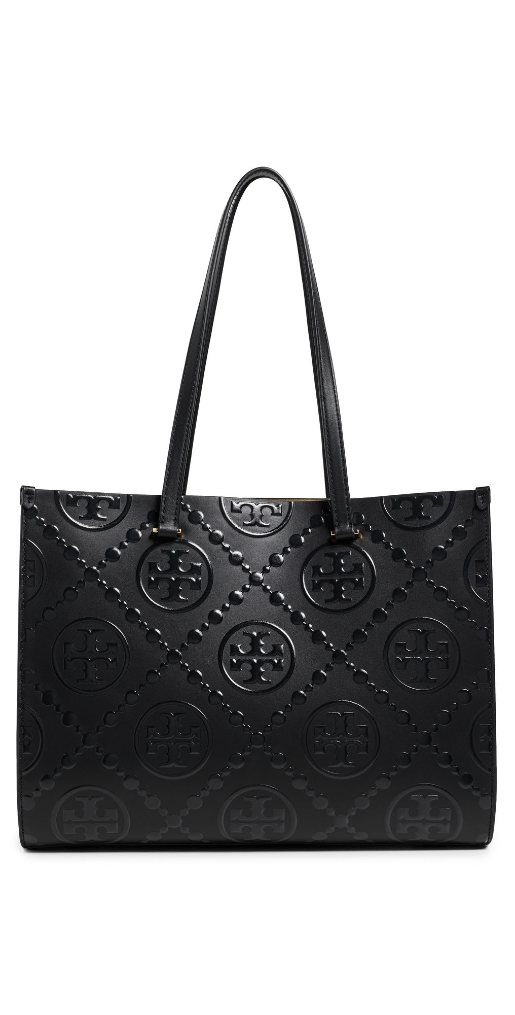 Tory Burch T Monogram Embossed Tote Bag Black One Size