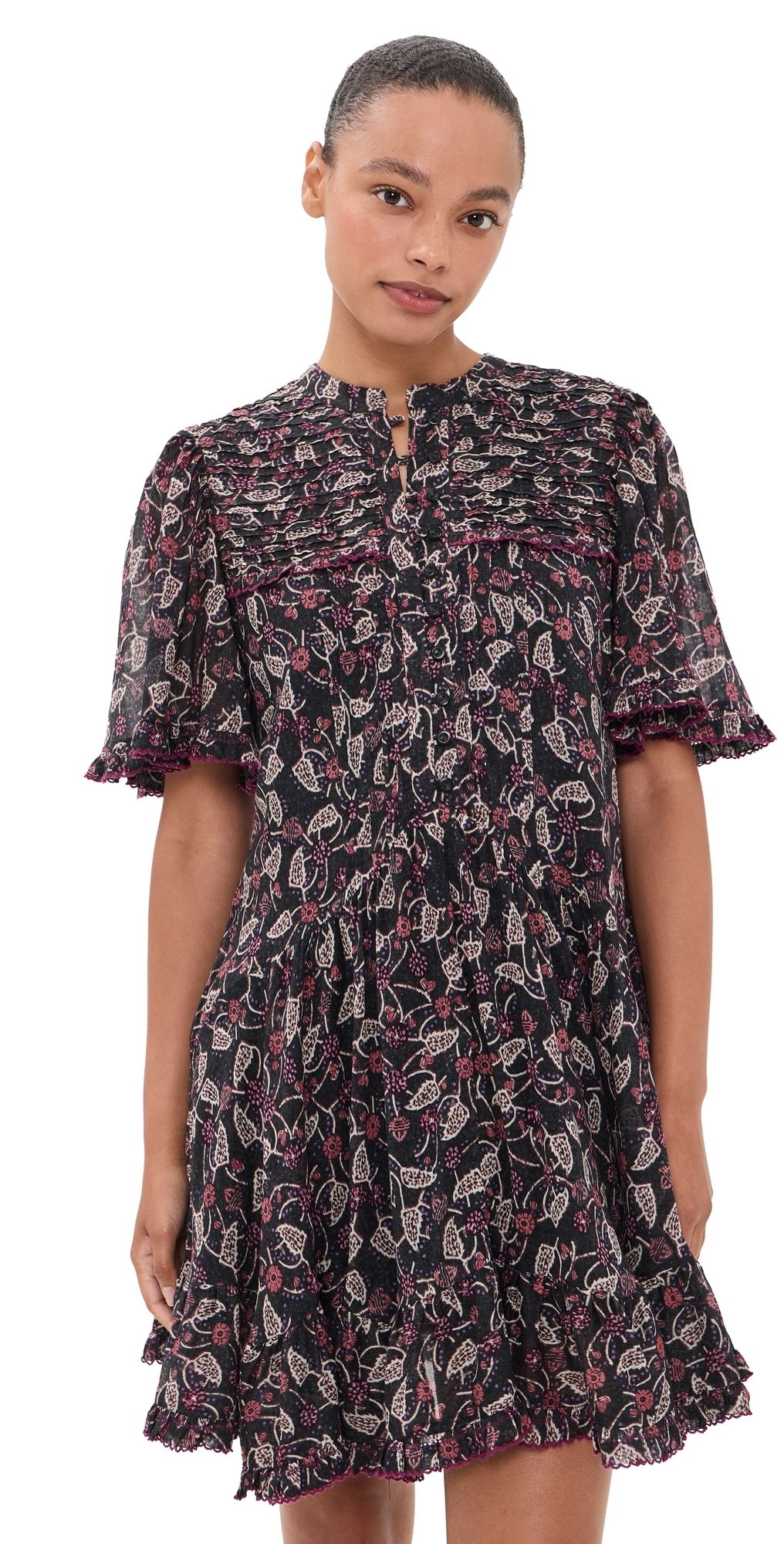 Isabel Marant Étoile Daynia Dress Black/Raspberry 40