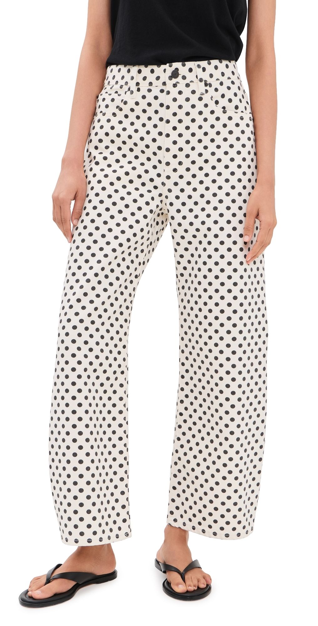 FRAME The Bow Crop Jeans White Polka Dot 31