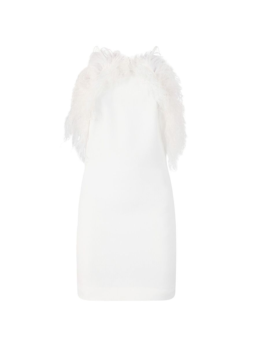 Women's Feather-Trimmed Minidress - White - Size 00