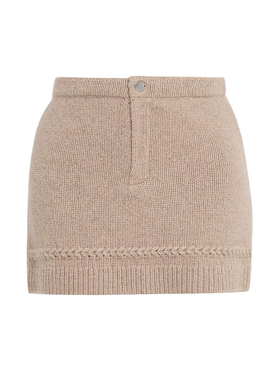 Women's Jean Cashmere & Wool Miniskirt - Taupe - Size XL