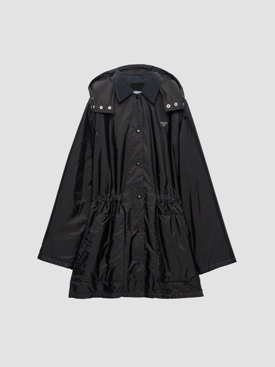 Prada Women's Light-Weight Nylon Waterproof Parka Coat - Black - Size 4