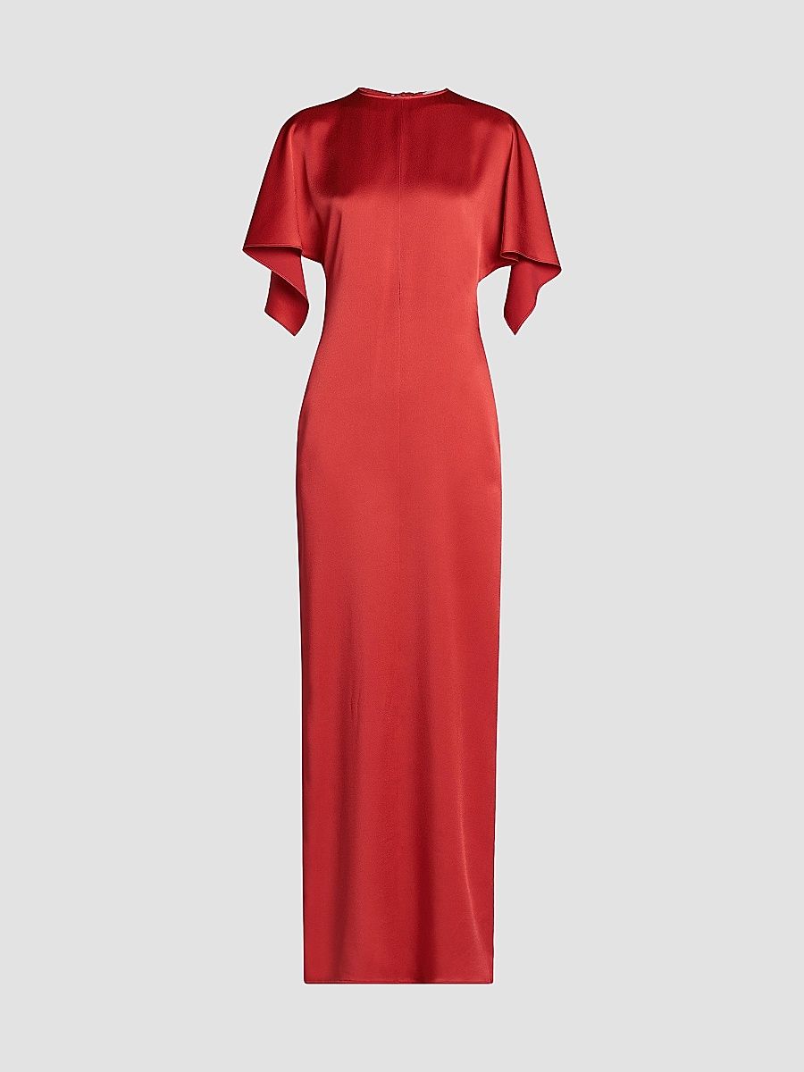 Women's Satin Handkerchief Maxi Dress - Tomato - Size 0