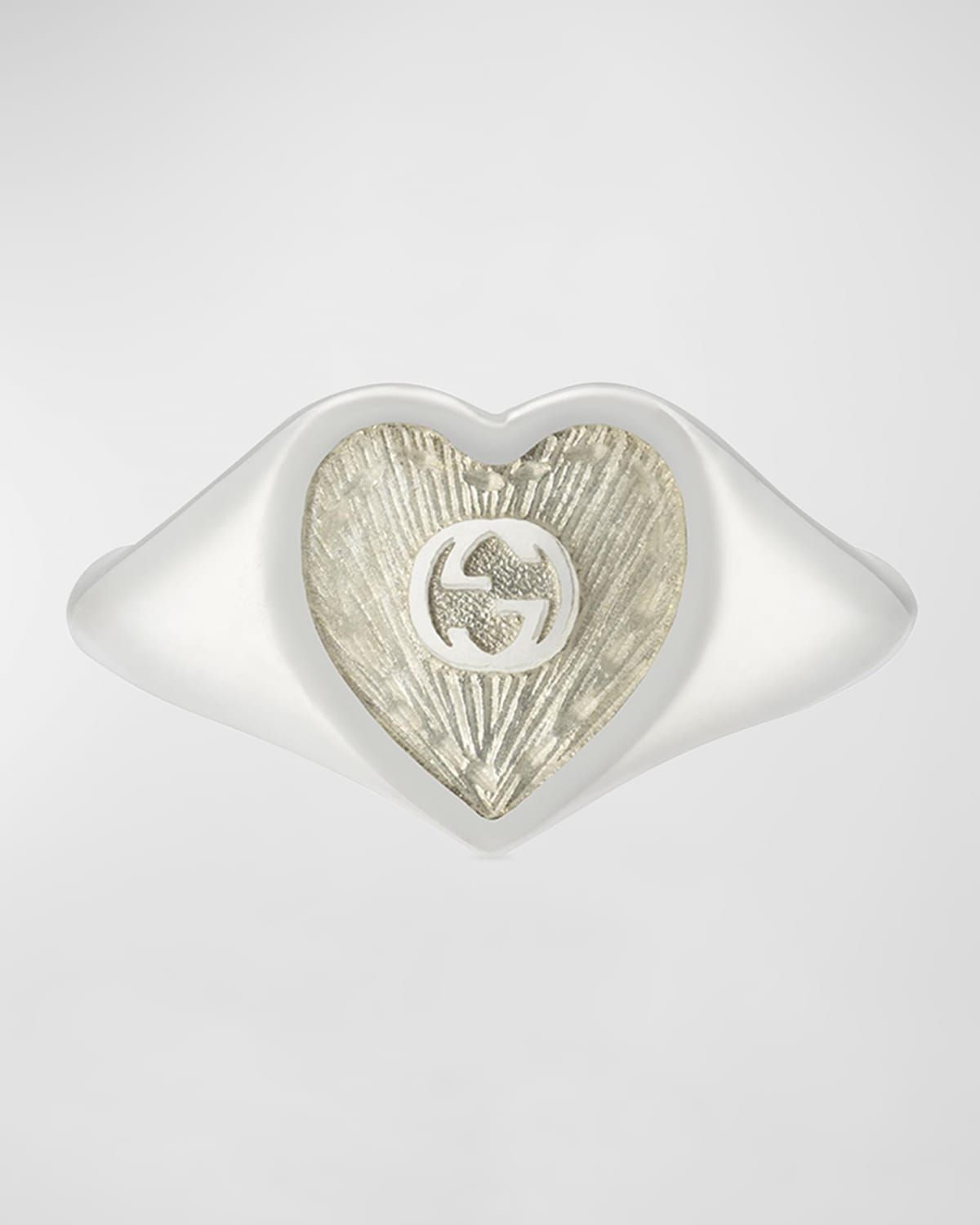 Sterling Silver Interlocking G Heart Enamel Ring