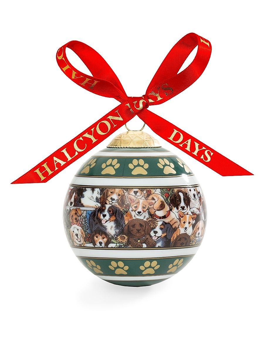 Seasonal Dogs Leave Paw Prints Ornament - Green Multi