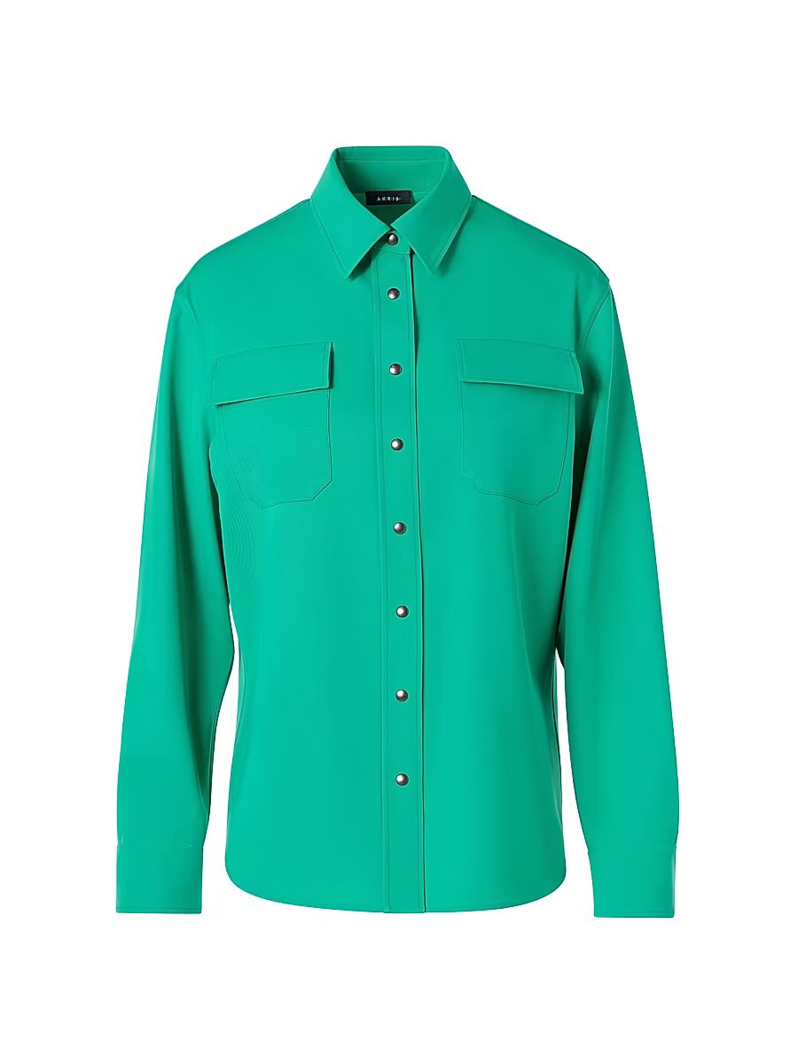 Women's Wool Gabardine Utility Shirt - Tourmaline - Size 10