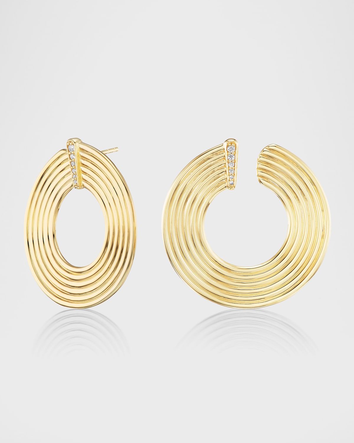 18K Yellow Gold Circle Diamond Earrings