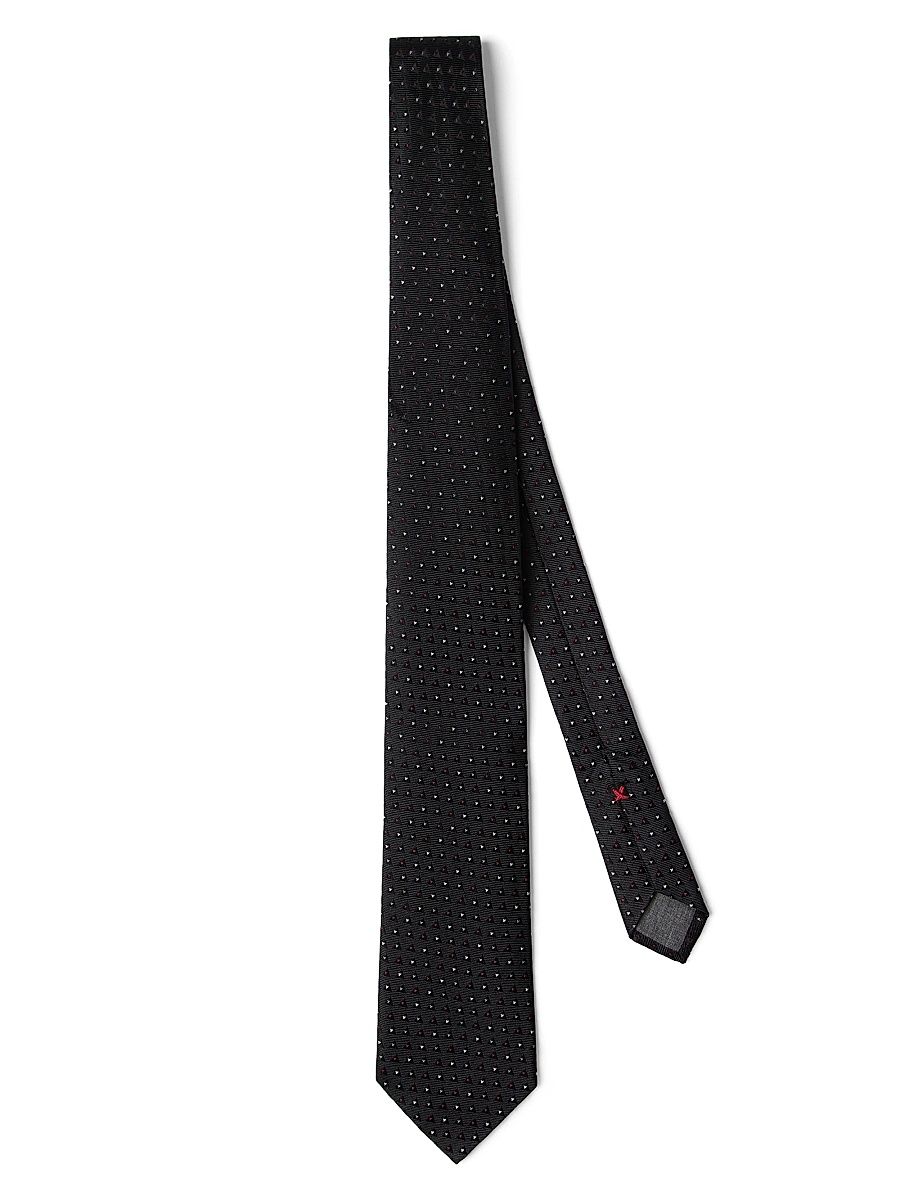 Men's Patterned Silk Tie - Anthracite