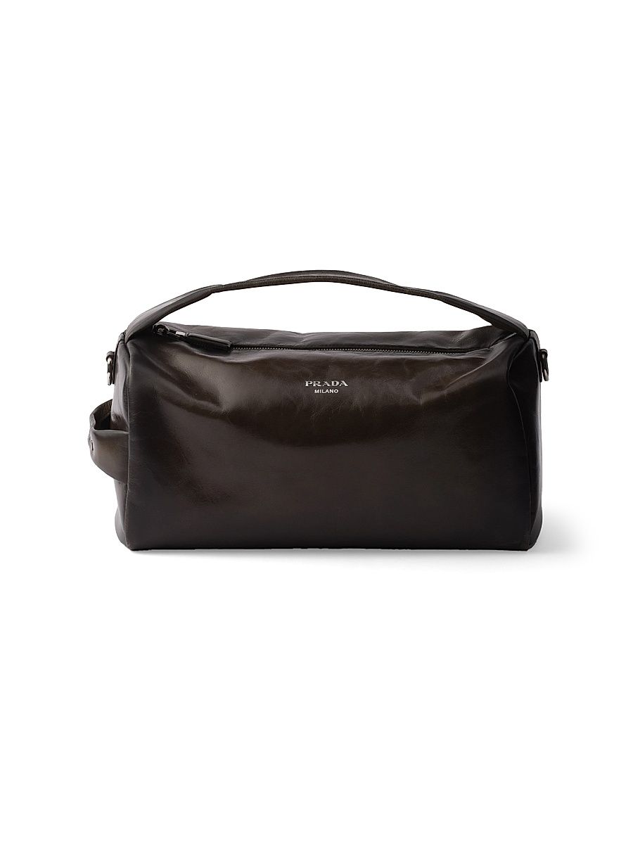 Men's Antiqued Leather Shoulder Bag - Green