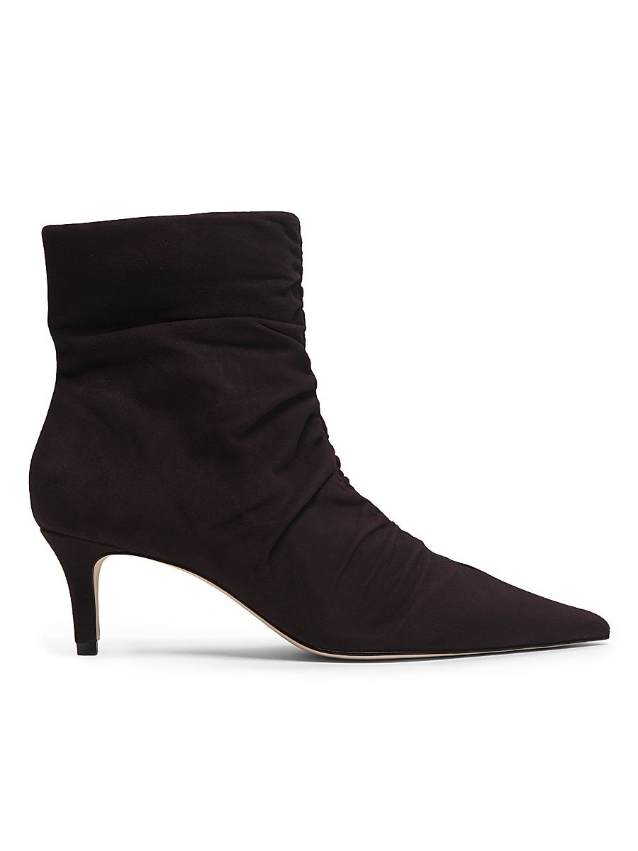 Women's Ruched Suede Booties - Chocolate - Size 12