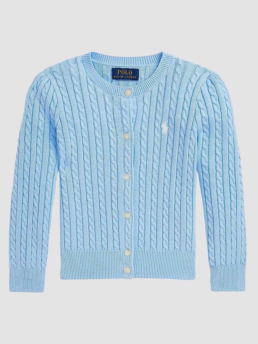 Little Girl's & Girl's Cable-Knit Cardigan - Office Blue - Size 6