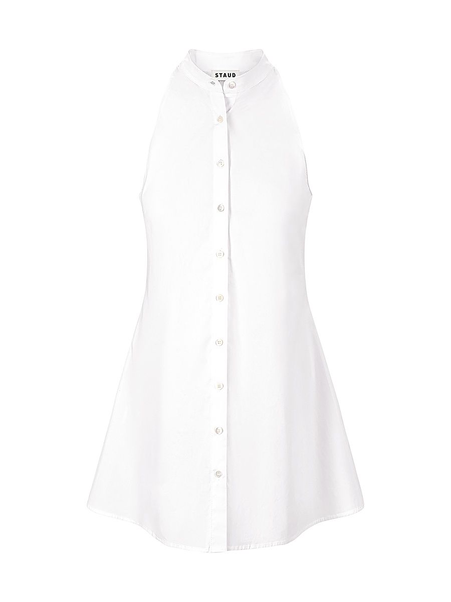 Women's Shirley Cotton Poplin Halter Minidress - White - Size 14