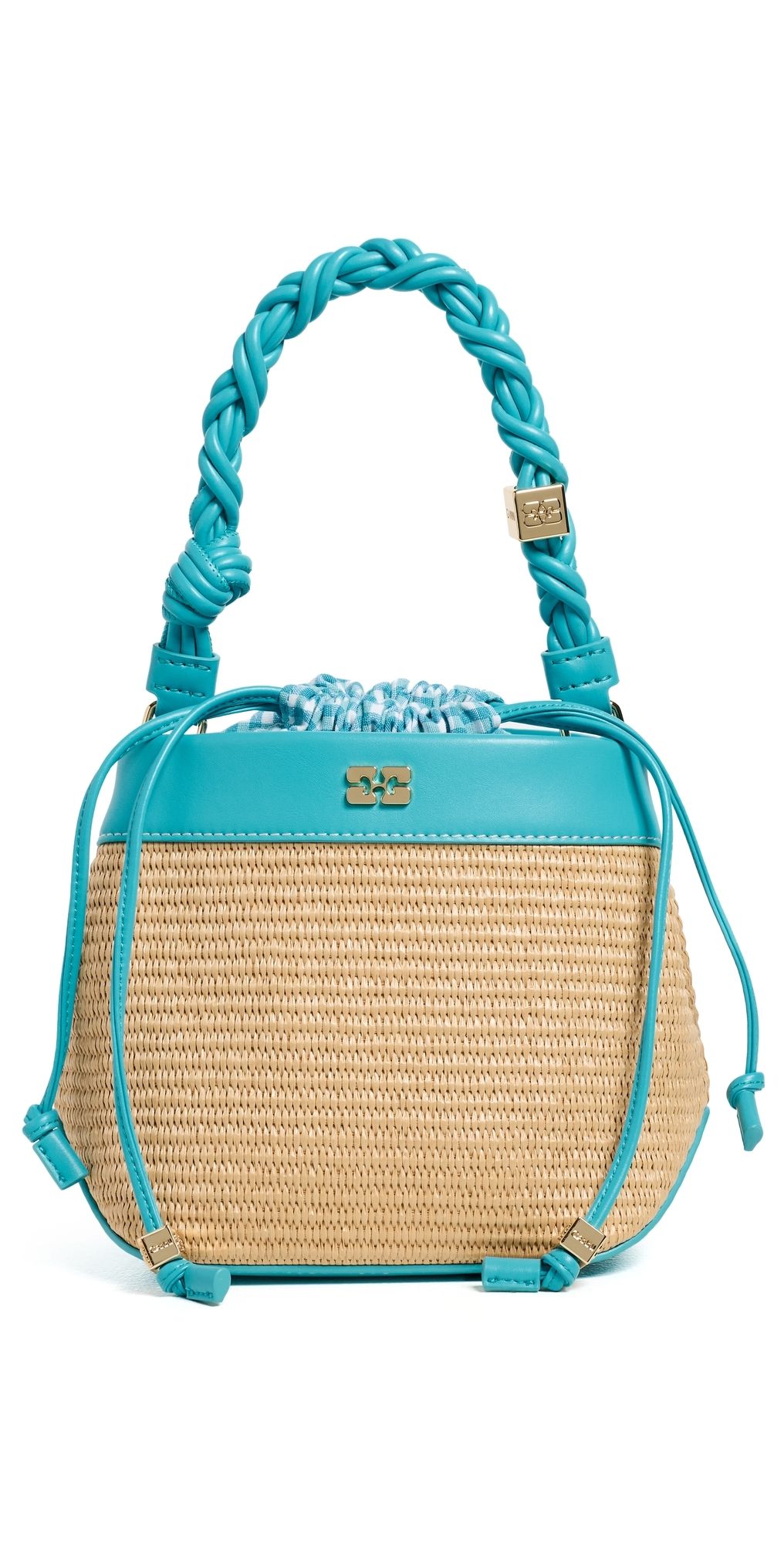 GANNI Bou Raphia Bucket Bag Scuba Blue One Size