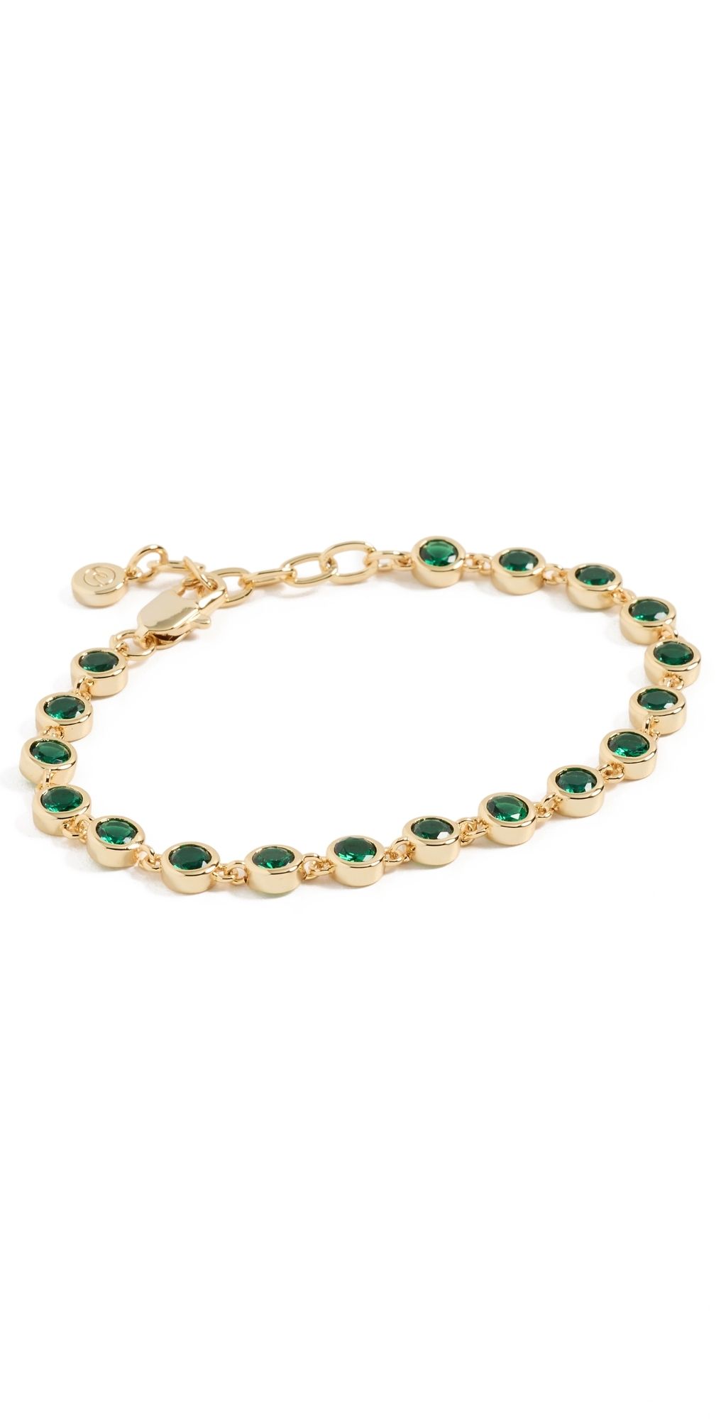 Ettika Crystal 18k Gold Plated Link Bracelet Green One Size